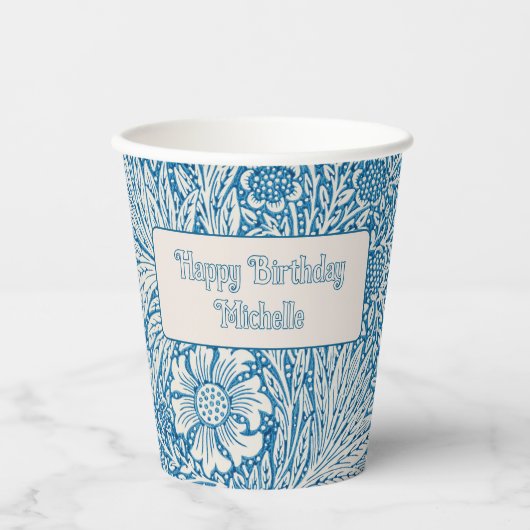William Morris Blue Marigold Pappbecher (Vorderseite)