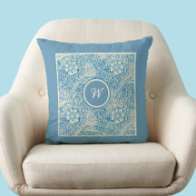 William Morris Blue Marigold Pattern mit Initial