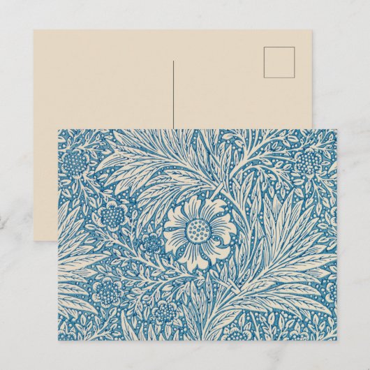 William Morris - Blue Marigold Postkarte (Vorne/Hinten)