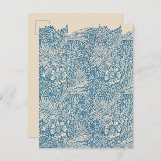 William Morris - Blue Marigold Postkarte (Vorne/Hinten)