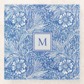 William Morris Blue Monogramm Untersetzer (Vorderseite)