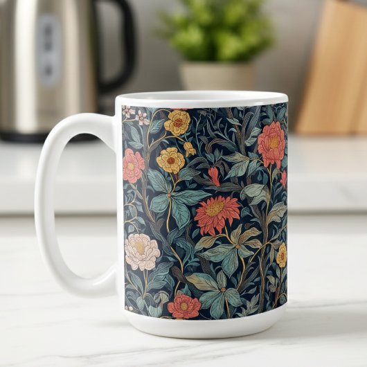 William Morris Blue Teal Arts & Crafts Floral Kaffeetasse