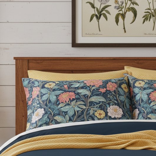 William Morris Blue Teal Arts & Crafts Floral Kissenbezug