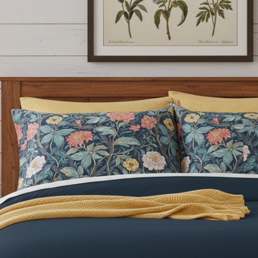 William Morris Blue Teal Arts & Crafts Floral Kissenbezug