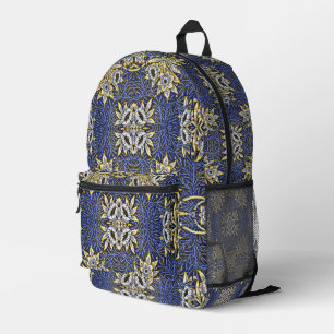 William Morris Blue und Gold Tulip Willow Design Bedruckter Rucksack