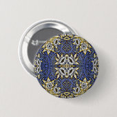 William Morris Blue und Gold Tulip Willow Design Button (Vorne & Hinten)