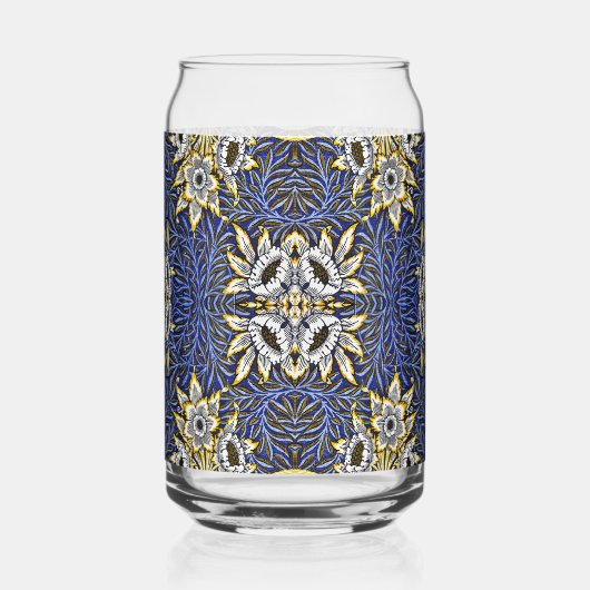 William Morris Blue und Gold Tulip Willow Design Dosenglas (Vorderseite)