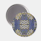 William Morris Blue und Gold Tulip Willow Design Magnet (Vorderseite/Rückseite)
