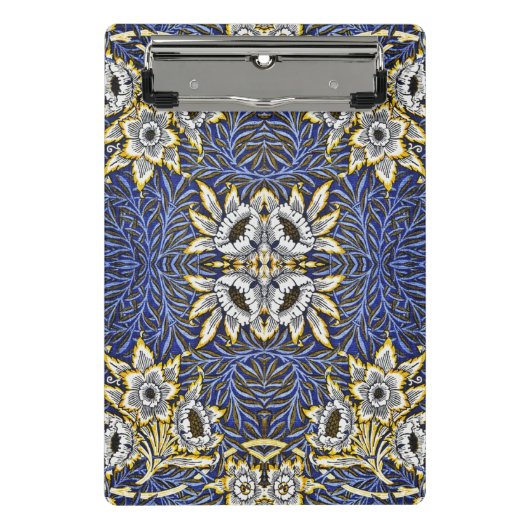 William Morris Blue und Gold Tulip Willow Design Mini Klemmbrett (Vorderseite)