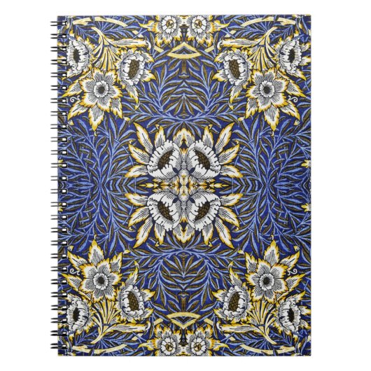 William Morris Blue und Gold Tulip Willow Design Notizblock (Vorderseite)