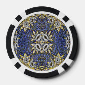 William Morris Blue und Gold Tulip Willow Design Pokerchips (Rückseite)