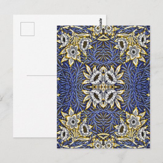 William Morris Blue und Gold Tulip Willow Design Postkarte (Vorne/Hinten)
