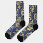 William Morris Blue und Gold Tulip Willow Design Socken (Linkes Detail)