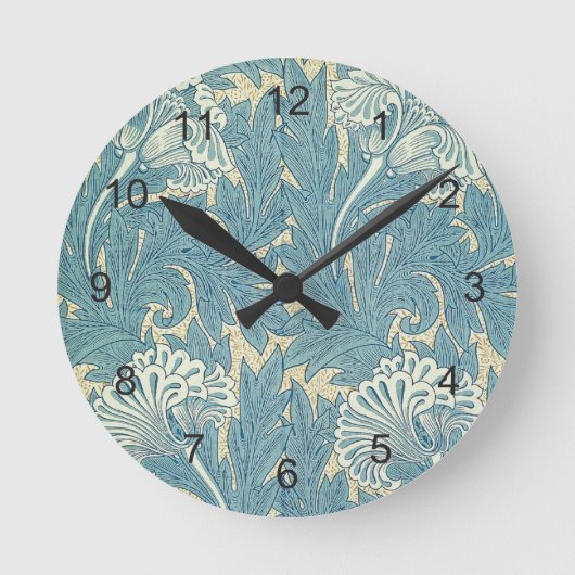 William Morris Blue Wallpaper Runde Wanduhr (Vorderseite)