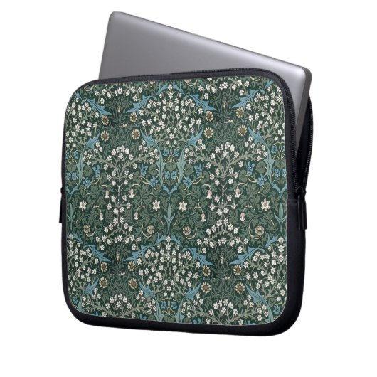 William Morris Blue White & Green Floral Laptopschutzhülle (Vorderseite Links)