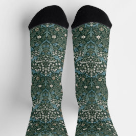 William Morris Blue White & Green Floral Socken