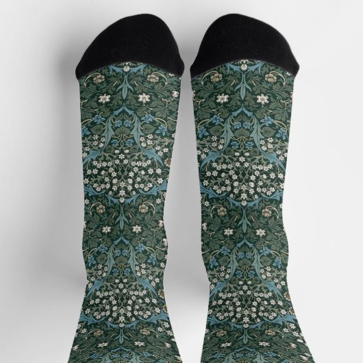 William Morris Blue White & Green Floral Socken (Oben)