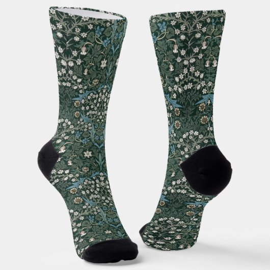 William Morris Blue White & Green Floral Socken (Gewinkelt)