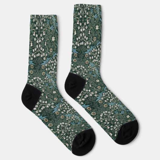 William Morris Blue White & Green Floral Socken (Rechts)