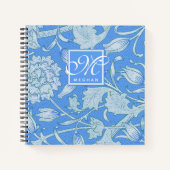 William Morris - Blue Wild Tulips & Monogram Notizblock (Vorderseite)