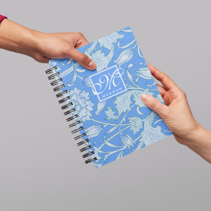 William Morris - Blue Wild Tulips & Monogram Notizblock