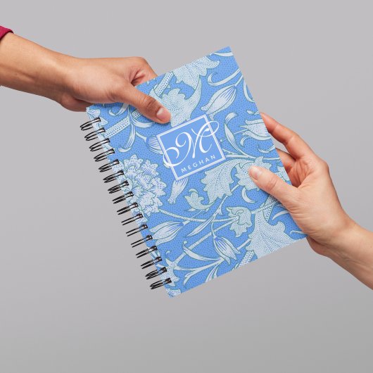 William Morris - Blue Wild Tulips & Monogram Notizblock