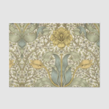 William Morris Blue Yellow Floral Tissue Paper