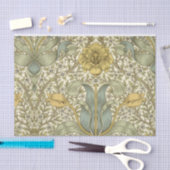 William Morris Blue Yellow Floral Tissue Paper Seidenpapier (Handwerk)