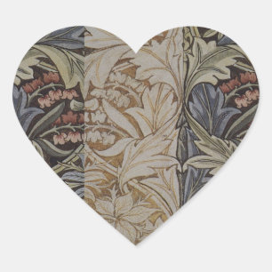 William Morris Bluebell Tapestry Design Herz-Aufkleber