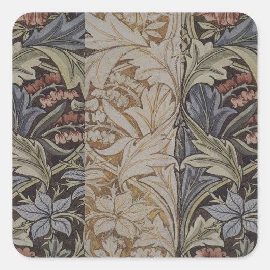 William Morris Bluebell Tapestry Design Quadratischer Aufkleber (Vorderseite)