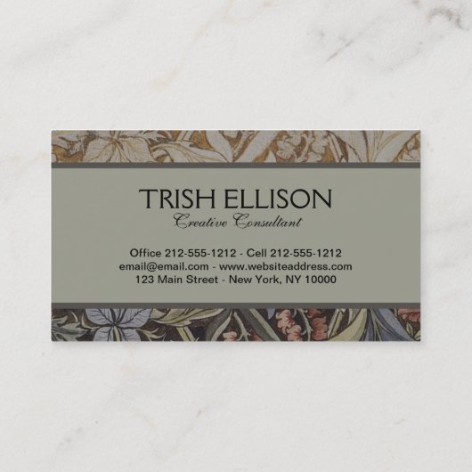 William Morris Bluebell Tapestry Design Visitenkarte (Rückseite)