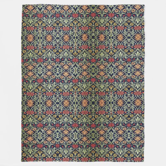 William Morris Blume Foliage Green Yellow Red Fleecedecke (Vorderseite)