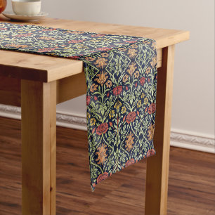 William Morris Blume Foliage Green Yellow Red Großer Tischläufer