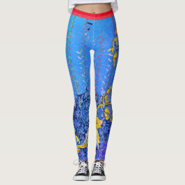 William Morris BLUME UND JAPANISCHE BLAUE LEGGINGS