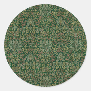 William Morris Blumengarten-Grün Runder Aufkleber