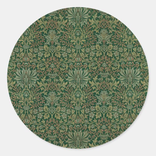 William Morris Blumengarten-Grün Runder Aufkleber (Vorderseite)