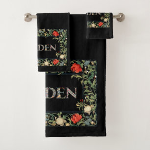 William Morris Blumengarten Motto und Rahmen Badhandtuch Set