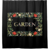 William Morris Blumengarten Motto und Rahmen Duschvorhang (Vorderseite)