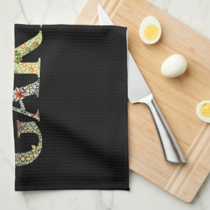 William Morris Blumengarten Motto und Rahmen Geschirrtuch