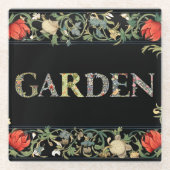William Morris Blumengarten Motto und Rahmen Glasuntersetzer (Vorderseite)