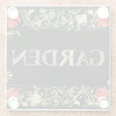 William Morris Blumengarten Motto und Rahmen Glasuntersetzer (Rückseite)