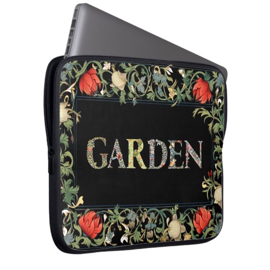 William Morris Blumengarten Motto und Rahmen Laptopschutzhülle (Vorne Rechts)