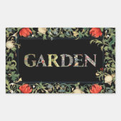 William Morris Blumengarten Motto und Rahmen Rechteckiger Aufkleber (Vorderseite)