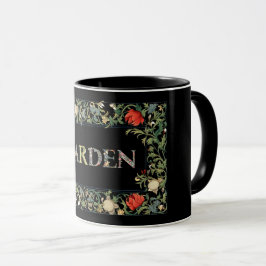 William Morris Blumengarten Motto und Rahmen Tasse
