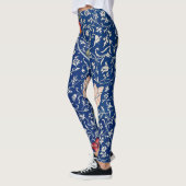 William Morris Blumenmuster blaue Leggings (Links)
