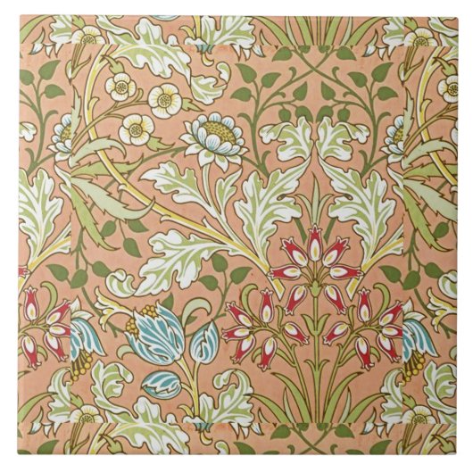 William Morris Blumenmuster Blumen Rosa Blau    Fliese (Vorderseite)
