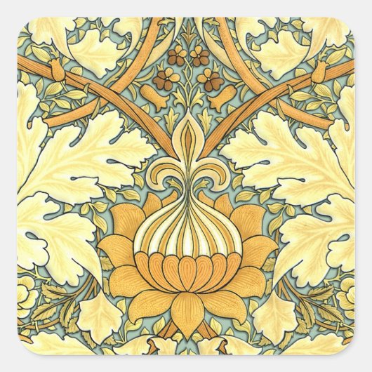 William Morris Blumenmuster Quadratischer Aufkleber (Vorderseite)