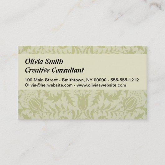 William Morris Borage Wedding Soft Green Visitenkarte (Vorderseite)