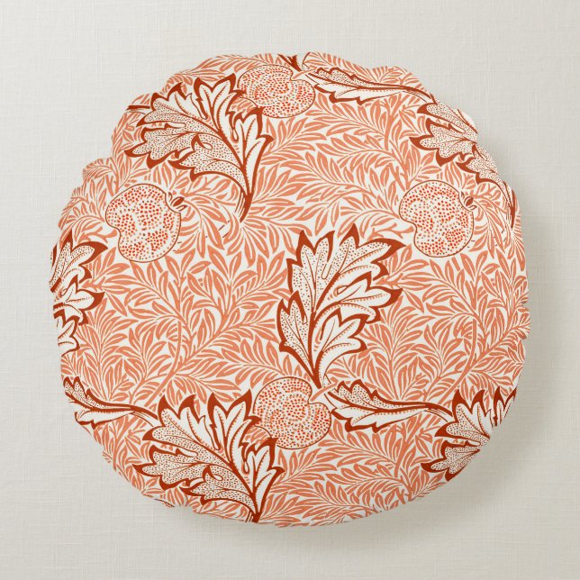 William Morris Botanical Apple Design Rundes Kissen (Vorderseite)