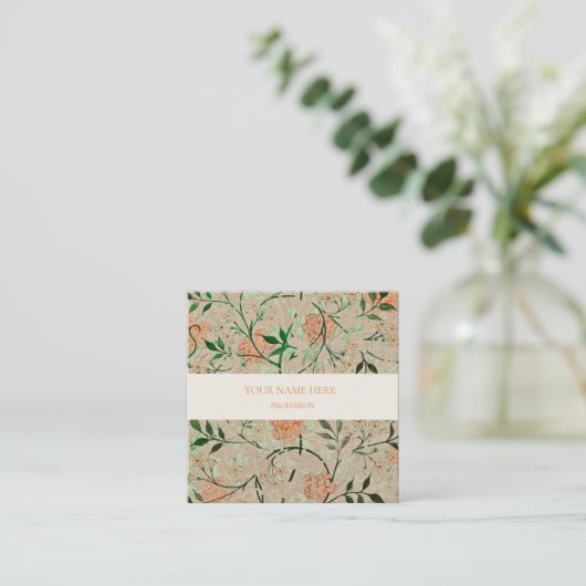 WILLIAM MORRIS BOTANICAL PATTERING BUSINESS CARD QUADRATISCHE VISITENKARTE (Stehend Vorderseite)